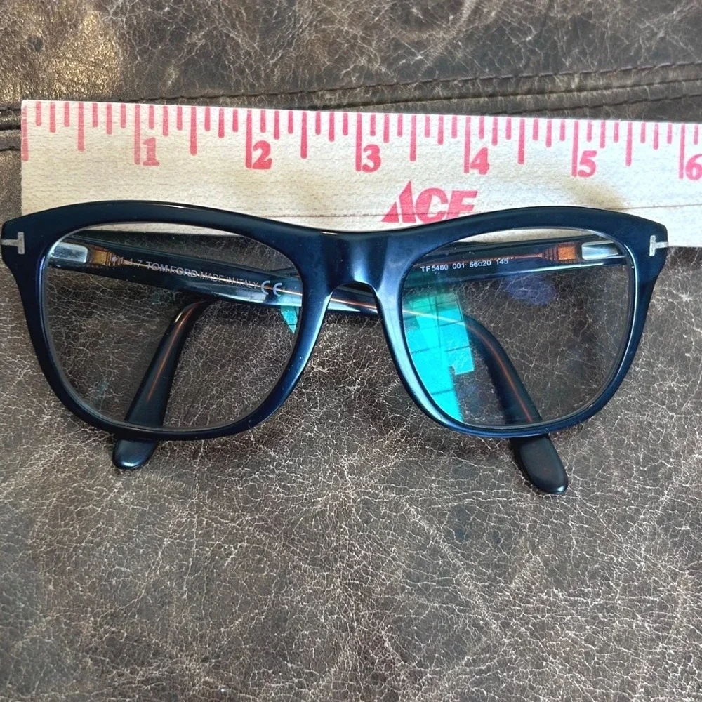 Tom Ford TF5480 001 Black Havana Square Eyeglasses Frames 56-20-145 Italy - Picture 11 of 14
